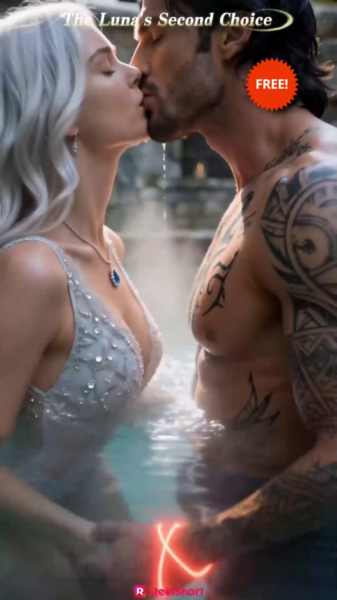 ReelShort short-drama video ad, a still from the Luna's Second Choice werewolf romance series